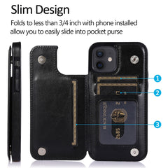 Funda de piel sintética y TPU a prueba de golpes con ranuras para tarjetas, soporte, marco de fotos y billetera, para iPhone 12 mini, para iPhone 12/12 Pro, para iPhone 12 Pro Max