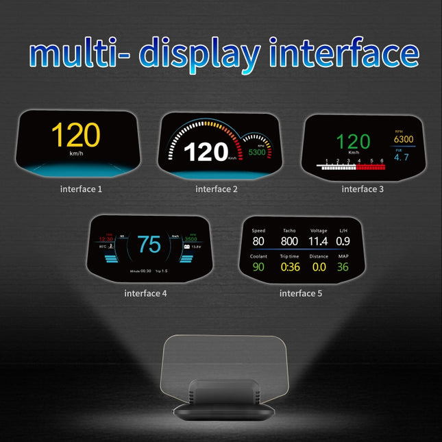 C1 OBD2 + GPS Mode Car HUD Head-up Display Compass / Speed / Water Temperature / Voltage Display / Speed Alarm / Fault Alarm, C1 Without Navigation Function