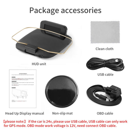 C1 OBD2 + GPS Mode Car HUD Head-up Display Compass / Speed / Water Temperature / Voltage Display / Speed Alarm / Fault Alarm, C1 Without Navigation Function