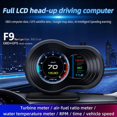 F9 OBD2 + GPS Mode Car HUD Head-up Display Speed / Water Temperature / Voltage Display, F9 OBD2 GPS