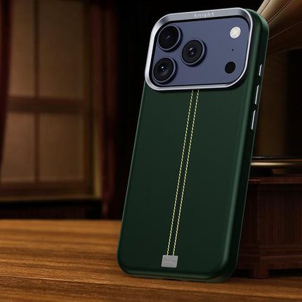 Jazz Series Retro Vegan Leather Textured Metal Frame Magnetic Phone Case, For iPhone 17 Pro Max, For iPhone 17 Pro, For iPhone 17, For iPhone Air