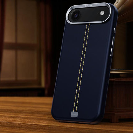 Jazz Series Retro Vegan Leather Textured Metal Frame Magnetic Phone Case, For iPhone 17 Pro Max, For iPhone 17 Pro, For iPhone 17, For iPhone Air