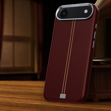Jazz Series Retro Vegan Leather Textured Metal Frame Magnetic Phone Case, For iPhone 17 Pro Max, For iPhone 17 Pro, For iPhone 17, For iPhone Air