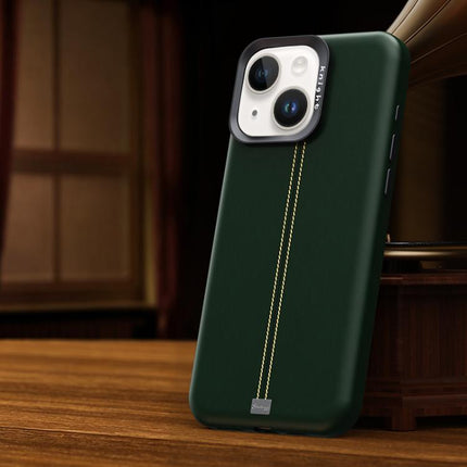 Jazz Series Retro Vegan Leather Textured Metal Frame Magnetic Phone Case, For iPhone 15 Pro Max, For iPhone 15 Pro, For iPhone 15 Plus / 14 Plus, For iPhone 15