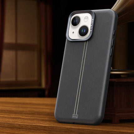 Jazz Series Retro Vegan Leather Textured Metal Frame Magnetic Phone Case, For iPhone 14 / 13, For iPhone 14 Pro, For iPhone 14 Pro Max, For iPhone 13 Pro Max