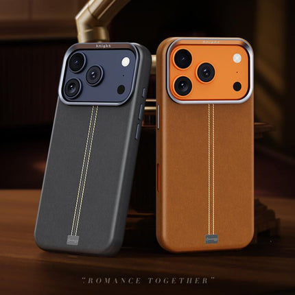 Jazz Series Retro Vegan Leather Textured Metal Frame Magnetic Phone Case, For iPhone 14 / 13, For iPhone 14 Pro, For iPhone 14 Pro Max, For iPhone 13 Pro Max