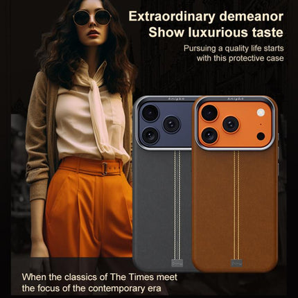 Jazz Series Retro Vegan Leather Textured Metal Frame Magnetic Phone Case, For iPhone 16 Pro Max, For iPhone 16 Pro, For iPhone 16 Plus, For iPhone 16