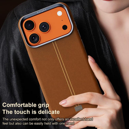 Jazz Series Retro Vegan Leather Textured Metal Frame Magnetic Phone Case, For iPhone 17 Pro Max, For iPhone 17 Pro, For iPhone 17, For iPhone Air