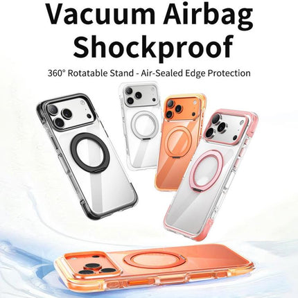 GEBEI Vacuum Airbag TPU + Acrylic 360 Rotating Bracket Magnetic Shockproof Phone Case, For iPhone 17 Pro Max, For iPhone 17 Pro, For iPhone 17