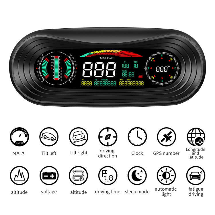 P18 GPS Car HUD Head-up Display Vehicle Speed / Voltage / Mileage, P18