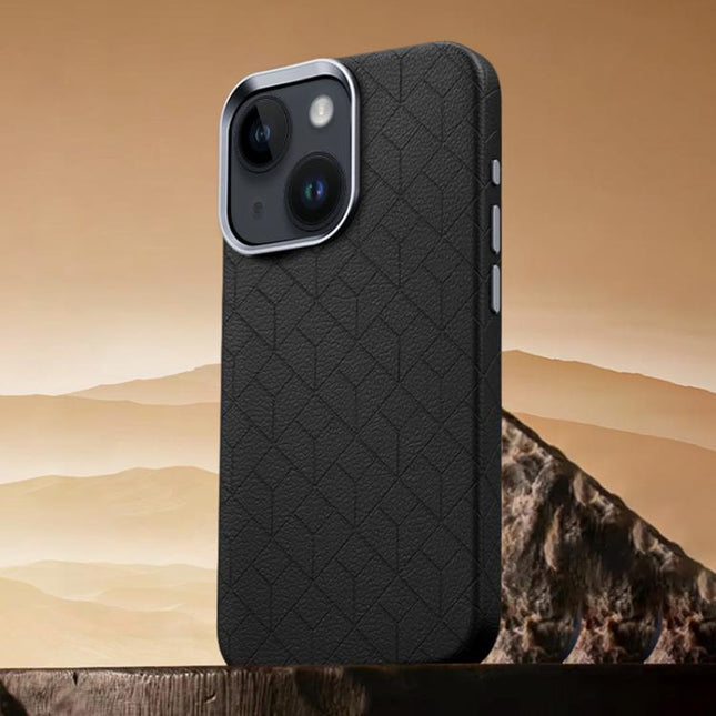 Rubik Cube Series Embossed Grid Pattern Magnetic Phone Case, For iPhone 15 Pro, For iPhone 15 Plus / 14 Plus, For iPhone 15, For iPhone 14 / 13