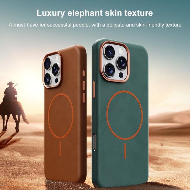 Elephant Leather Full Coverage Magnetic Microfiber Leather PC Phone Case, For iPhone 16 Pro Max, For iPhone 16 Pro, For iPhone 16 Plus
