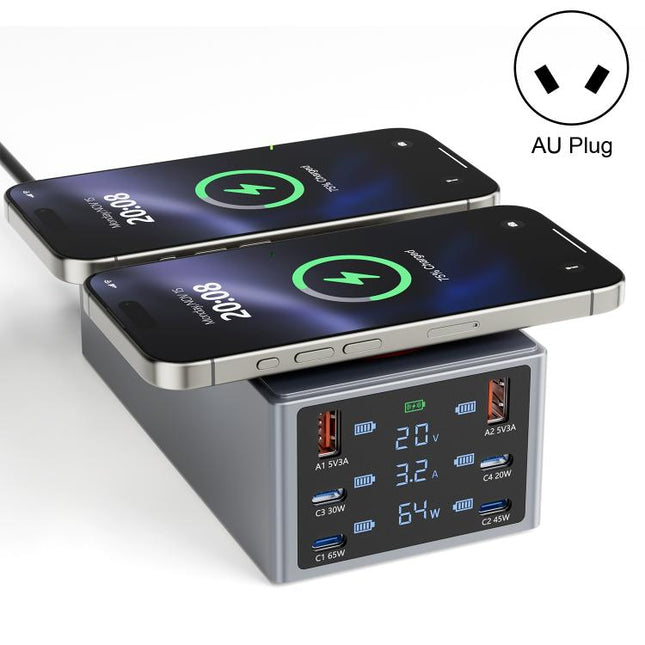220W Multi-Port Smart Desktop Charging Station with 15W Dual Wireless Charging Function, AU Plug, EU Plug, UK Plug, US Plug