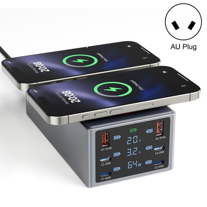 220W Multi-Port Smart Desktop Charging Station with 15W Dual Wireless Charging Function, AU Plug, EU Plug, UK Plug, US Plug