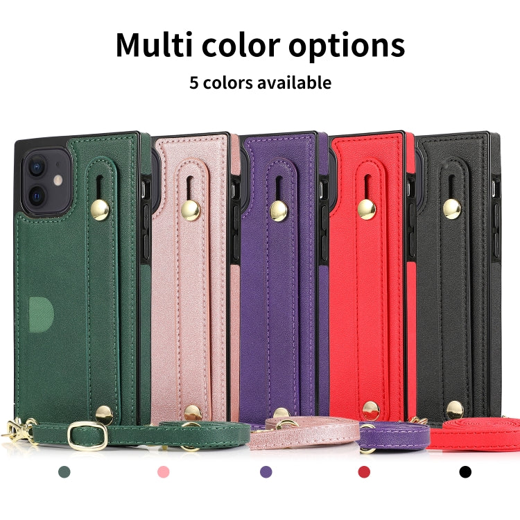 PU+TPU Shockproof Protective Case with Crossbody Lanyard & Holder & Card Slot & Wrist Strap, For iPhone 12 mini, For iPhone 12 / 12 Pro, For iPhone 12 Pro Max