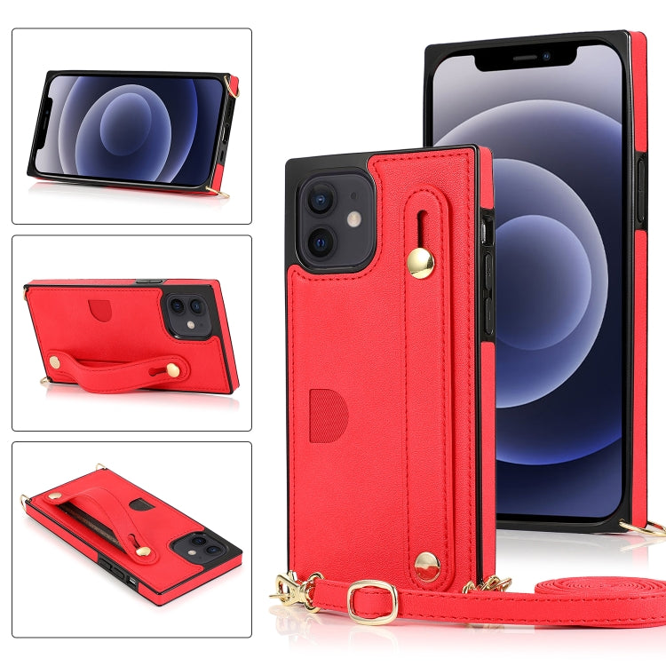PU+TPU Shockproof Protective Case with Crossbody Lanyard & Holder & Card Slot & Wrist Strap, For iPhone 12 mini, For iPhone 12 / 12 Pro, For iPhone 12 Pro Max