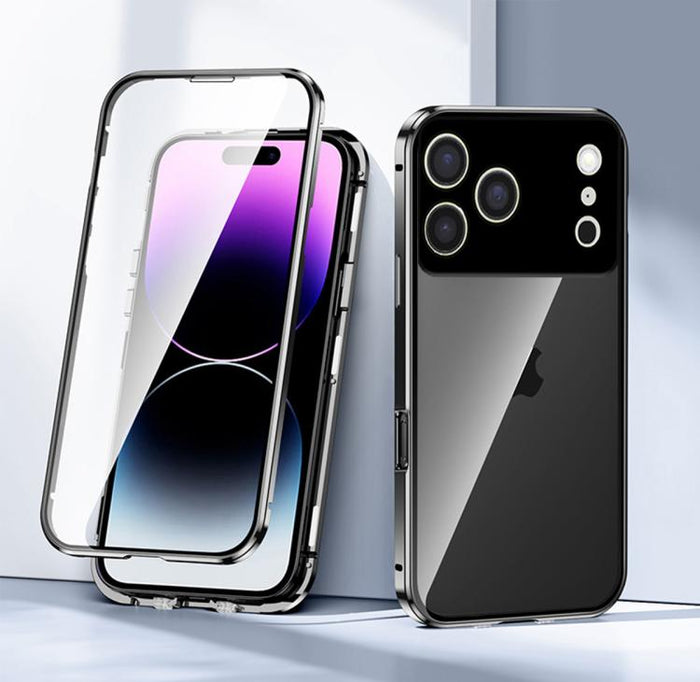 Magnetic Double-buckle HD Tempered Glass Phone Case, For iPhone 17 Pro Max, For iPhone 17 Pro
