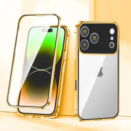 Magnetic Double-buckle HD Tempered Glass Phone Case, For iPhone 17 Pro Max, For iPhone 17 Pro