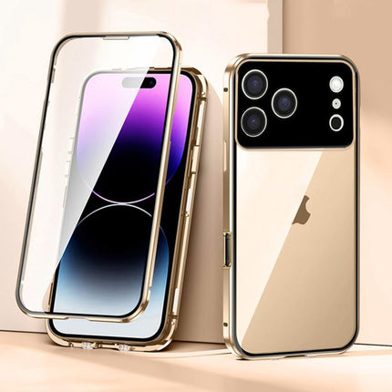 Magnetic Double-buckle HD Tempered Glass Phone Case, For iPhone 17 Pro Max, For iPhone 17 Pro