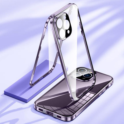 Magnetic Double-buckle HD Tempered Glass Phone Case, For iPhone 17 Pro Max, For iPhone 17 Pro
