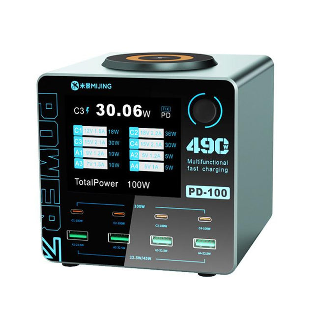 Mijing PD100 100W Multi-Port Smart Fast Charger Supports QC / PD Fast Charging & 15W Wireless Charging, EU Plug, US Plug