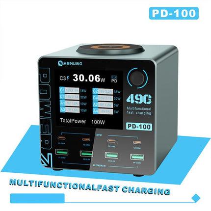 Mijing PD100 100W Multi-Port Smart Fast Charger Supports QC / PD Fast Charging & 15W Wireless Charging, EU Plug, US Plug