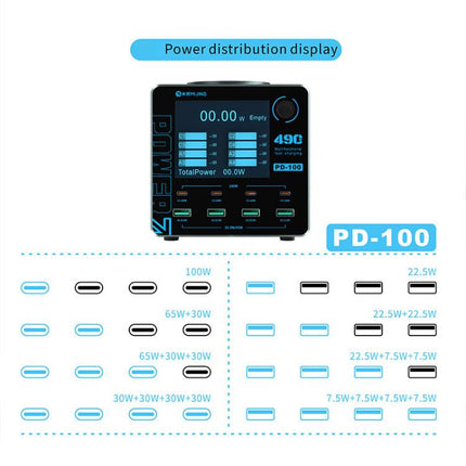 Mijing PD100 100W Multi-Port Smart Fast Charger Supports QC / PD Fast Charging & 15W Wireless Charging, EU Plug, US Plug