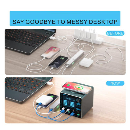 Mijing PD100 100W Multi-Port Smart Fast Charger Supports QC / PD Fast Charging & 15W Wireless Charging, EU Plug, US Plug