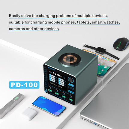 Mijing PD100 100W Multi-Port Smart Fast Charger Supports QC / PD Fast Charging & 15W Wireless Charging, EU Plug, US Plug