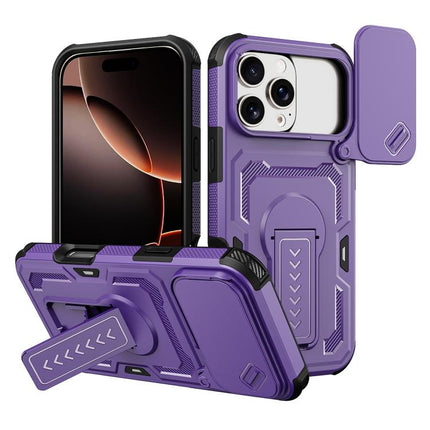 Slid Camera Shield Invisible Holder PC Hybrid TPU Phone Case, For iPhone 17 Pro Max, For iPhone 17 Pro, For iPhone 17, For iPhone Air