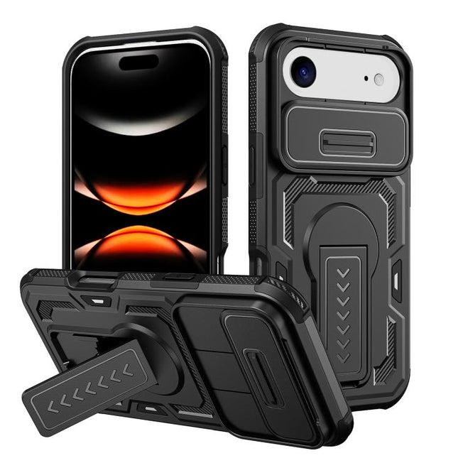 Slid Camera Shield Invisible Holder PC Hybrid TPU Phone Case, For iPhone 17 Pro Max, For iPhone 17 Pro, For iPhone 17, For iPhone Air