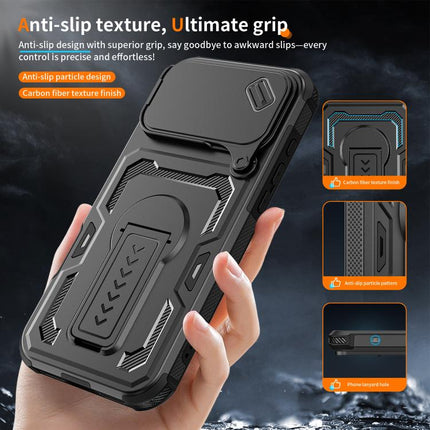 Slid Camera Shield Invisible Holder PC Hybrid TPU Phone Case, For iPhone 16 Pro Max, For iPhone 16 Pro