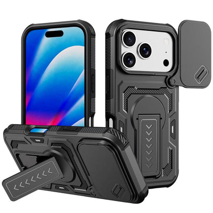 Slid Camera Shield Invisible Holder PC Hybrid TPU Phone Case, For iPhone 18, For iPhone 18 Pro, For iPhone 18 Pro Max, For iPhone 17e / 16e