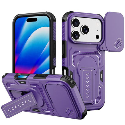 Slid Camera Shield Invisible Holder PC Hybrid TPU Phone Case, For iPhone 18, For iPhone 18 Pro, For iPhone 18 Pro Max, For iPhone 17e / 16e