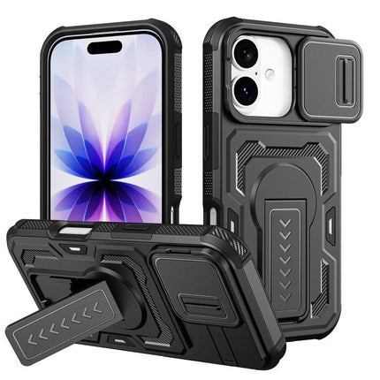 Slid Camera Shield Invisible Holder PC Hybrid TPU Phone Case, For iPhone 18, For iPhone 18 Pro, For iPhone 18 Pro Max, For iPhone 17e / 16e