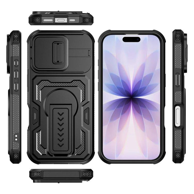 Slid Camera Shield Invisible Holder PC Hybrid TPU Phone Case, For iPhone 18, For iPhone 18 Pro, For iPhone 18 Pro Max, For iPhone 17e / 16e