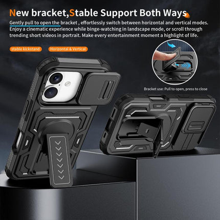 Slid Camera Shield Invisible Holder PC Hybrid TPU Phone Case, For iPhone 18, For iPhone 18 Pro, For iPhone 18 Pro Max, For iPhone 17e / 16e