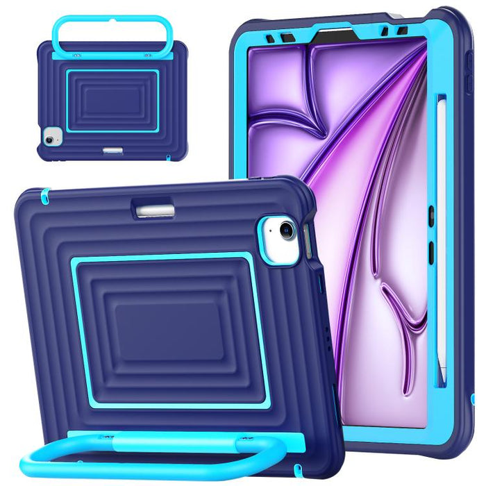 Handle Holder Ripple Silicone Hybrid PC Tablet Case with Shoulder Strap, For iPad Air 11 2026 / 2025 / 2024, For iPad mini 2024 / mini 6