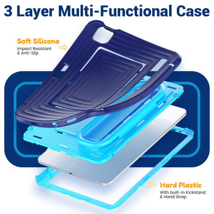 Handle Holder Ripple Silicone Hybrid PC Tablet Case with Shoulder Strap, For iPad Air 11 2026 / 2025 / 2024, For iPad mini 2024 / mini 6