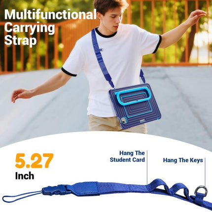 Handle Holder Ripple Silicone Hybrid PC Tablet Case with Shoulder Strap, For iPad Air 11 2026 / 2025 / 2024, For iPad mini 2024 / mini 6