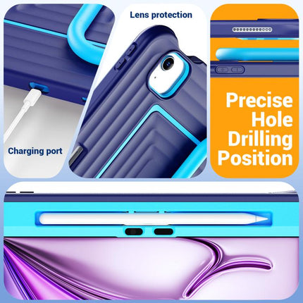 Handle Holder Ripple Silicone Hybrid PC Tablet Case with Shoulder Strap, For iPad Air 11 2026 / 2025 / 2024, For iPad mini 2024 / mini 6