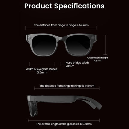 E06S 13MP 1080P Dual-Loudspeaker AI Smart Glasses Support Music / Calling