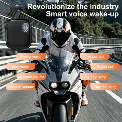 QRSC-K91 AI Edition Lavalier LED Digital Display Bluetooth Earphone with 32cm Retractable Cable