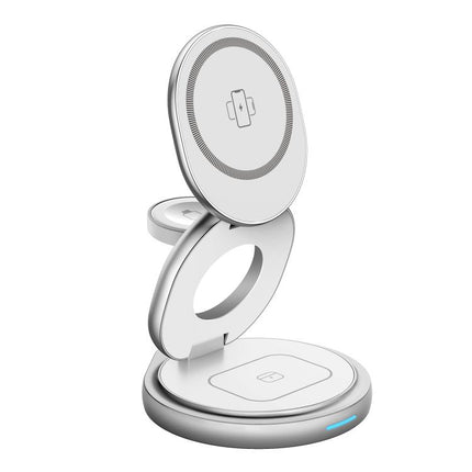 HAMTOD M27 15W Rotatable Foldable 3 in 1 Metal Magnetic Wireless Charger Stand