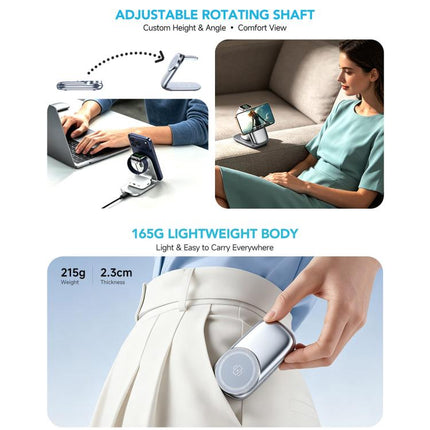 HAMTOD M72 15W Foldable 3 in 1 Magnetic Wireless Charger Stand