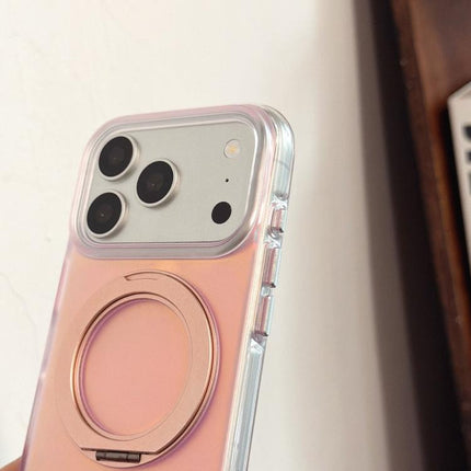 BAFFKKAF Gilded 360 Rotation Holder Airbag Double-Sided IMD Phone Case, For iPhone 17 Pro Max, For iPhone 17 Pro, For iPhone 16 Pro Max, For iPhone 16 Pro, For iPhone 16, For iPhone 15 Pro Max, For iPhone 15 Pro, For iPhone 15