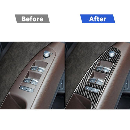 6 in 1 Car Carbon Fiber Window Glass Lifter Panel Decorative Sticker for Audi Q7 2008-2015, Left Drive, Window Glass Lifter, Left Drive