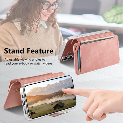 Precision Hole Silver-Edged Ring RFID Blocking Zipper Wallet Magnetic Vegan Leather Phone Case, For iPhone 16 Plus, For iPhone 16, For iPhone 15 Pro Max