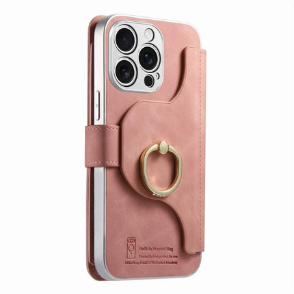 Precision Hole Silver-Edged Ring RFID Blocking Zipper Wallet Magnetic Vegan Leather Phone Case, For iPhone 13 Pro Max, For iPhone 13 Pro, For iPhone 13