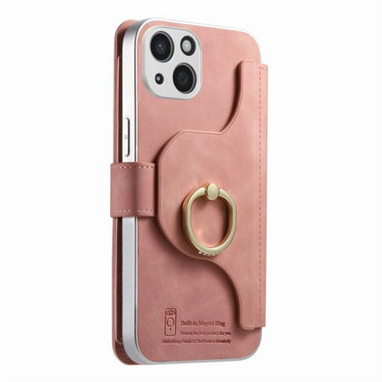 Precision Hole Silver-Edged Ring RFID Blocking Zipper Wallet Magnetic Vegan Leather Phone Case, For iPhone 14, For iPhone 14 Pro, For iPhone 14 Pro Max